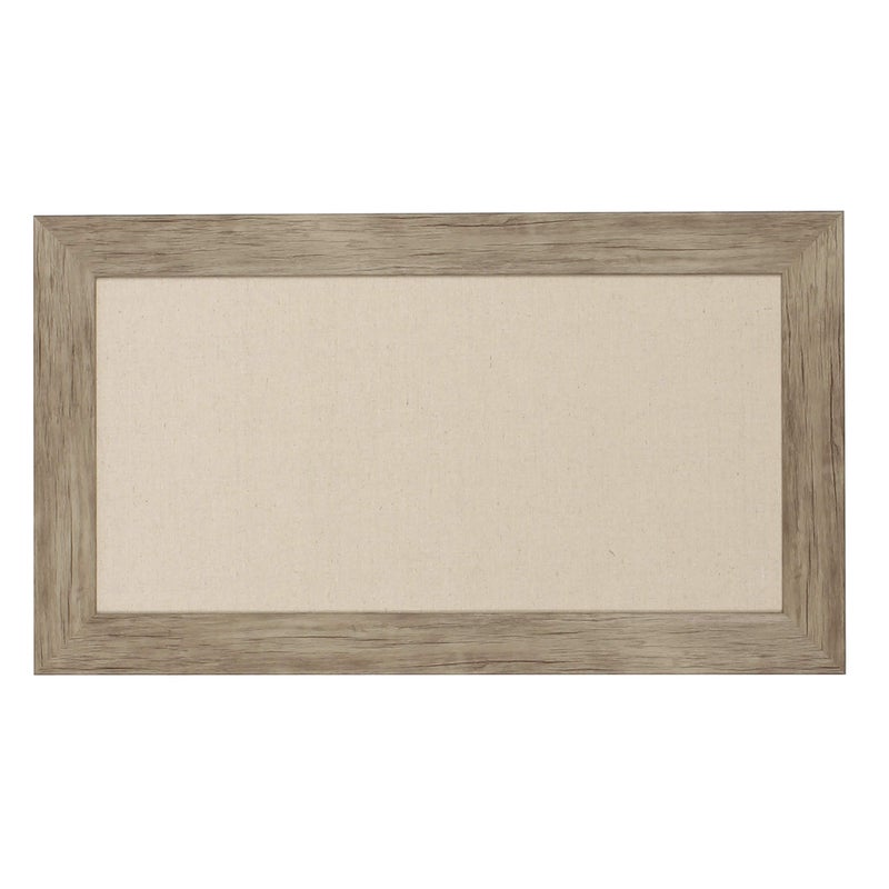 DesignOvation Beatrice Framed Linen Fabric Pinboard, 13x23, Rustic Brown - Image 1